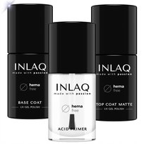 INLAQ Baza + Top + Primer Zestaw Hybrydowy - Matowy Top, Base Coat, Primer INLAQ