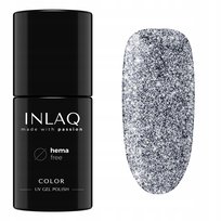 INLAQ Lakier Brokatowy Hybrydowy Srebrny Flashing Aries 6ml HEMA Free