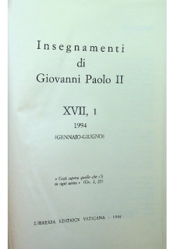 Insegnamenti di Giovanni Paolo II Tom XVII Część 1 1994 - Opracowanie ...