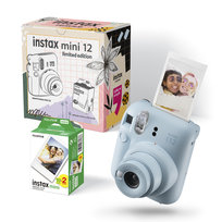 Instax-FUJIFILM, zestaw: Aparat do fotografii natychmiastowej Mini 12 Niebieski + Wkłady 20 Szt