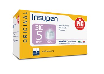 Insupen, igły do wstrzykiwań insuliny, 31G 0,25x5mm 100 sztuk - Artsana