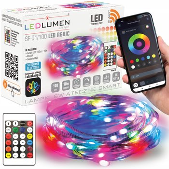 Inteligentne Lampki Świąteczne Choinkowe LED 10m Bluetooth SMART Aplikacja - LEDLUMEN