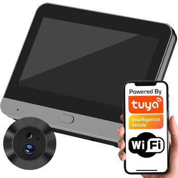 INTELIGENTNY WIZJER JUDASZ CZARNY 3MPX KAMERA 4.3" Z EKRANEM PIR WIFI TUYA - Tuya