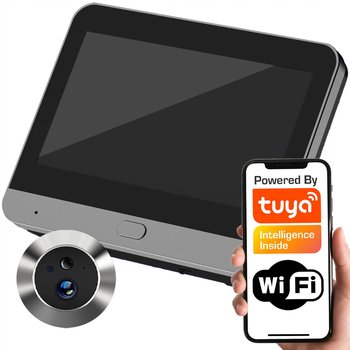 INTELIGENTNY WIZJER JUDASZ SREBRNY 3MPX KAMERA 4.3" Z EKRANEM PIR WIFI TUYA - Tuya