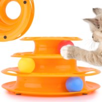 INTERAKTYWNA ZABAWKA DLA KOTA WIEŻA Z PIŁECZKAMI KULKAMI 3 POZIOMY WYSOKOŚĆ