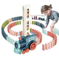 Interaktywny Pociąg, Kolejka układająca Domino dla Dzieci - Niebieska