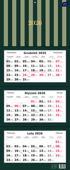Interdruk, Kalendarz trójdzielny 82,5x34cm Paski - Interdruk