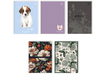 INTERDRUK NOTES A7 KRATKA Brulion 80 Kartek w Kratkę Twarda OKŁADKA MIX - Interdruk