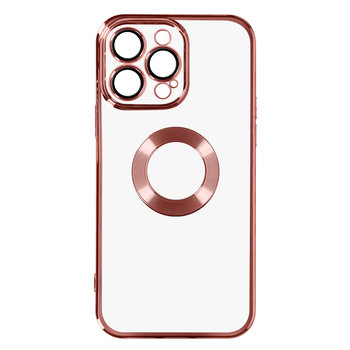 iPhone 14 Pro Etui Elastyczny blok aparatu Przezroczysty różowy chromowany kontur - Avizar