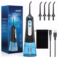 Irygator Do Zębów Jamy Ustnej Bezprzewodowy 5 Końcówek 300Ml Mocny 4 Tryby
