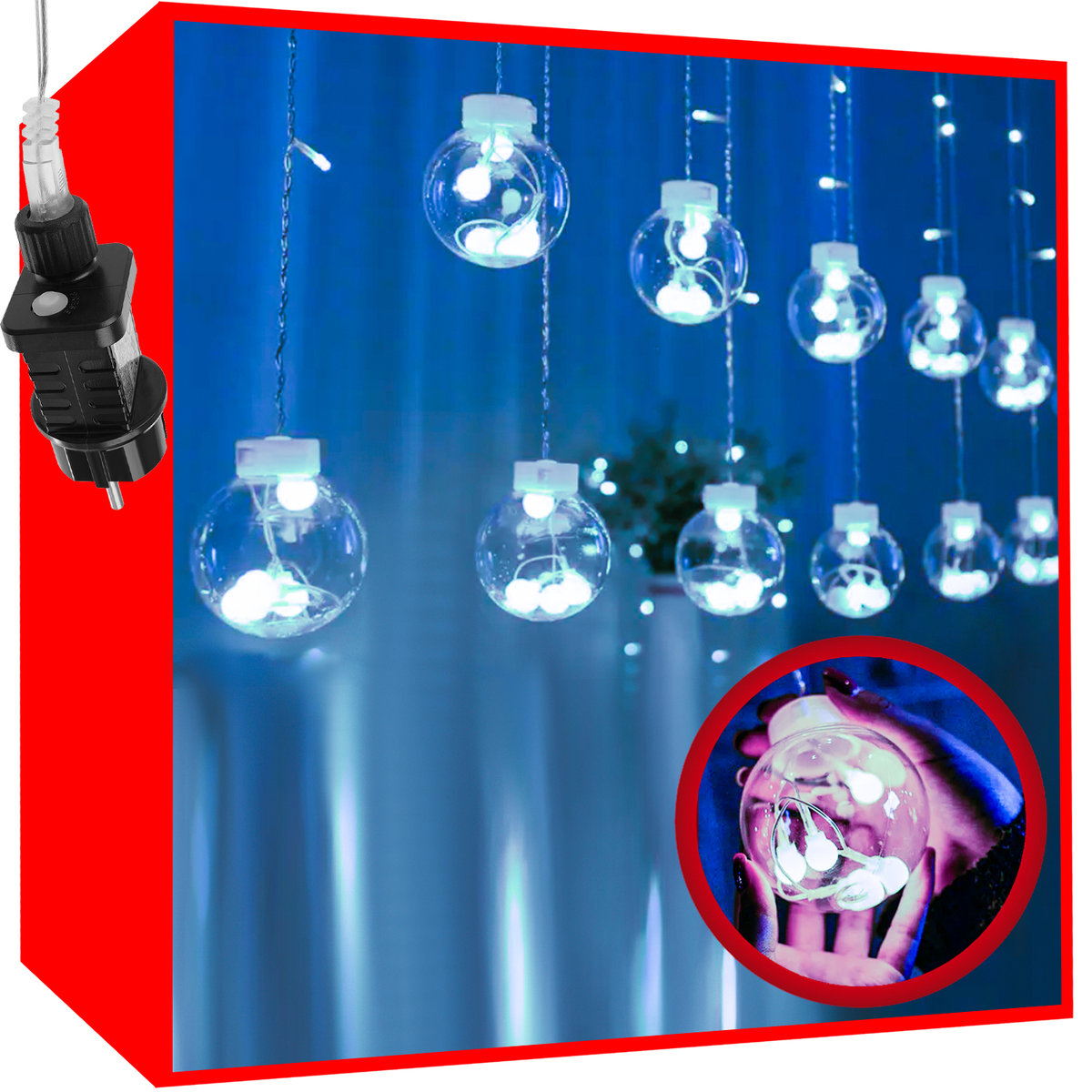 Iso Trade, Kule wiszące lampki choinkowe, kurtyna, 108 LED