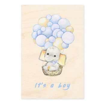 It's a boy! - drewniana kartka okolicznościowa ze słonikiem - Inna marka