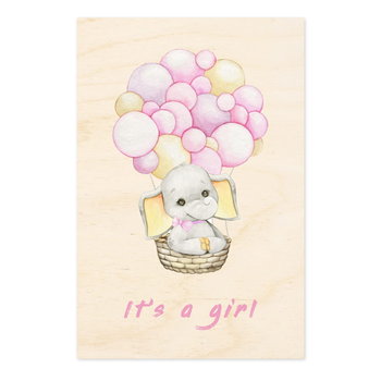 It's a girl! - drewniana kartka okolicznościowa ze słonikiem - Inna marka