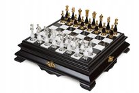 ITALIAN CHESS BRASS/BEECH WOOD GOLD/SILVER+CHESS BOARD MARBLE/WOOD WHITE 46