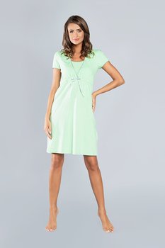 Italian Fashion Koszula nocna damska ciążowa FELICITA krótki rękaw zielona - XXL - Italian Fashion