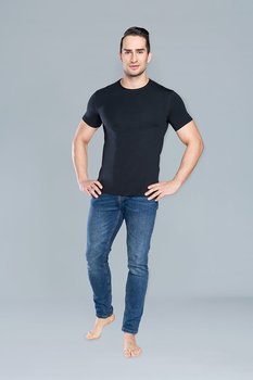Italian fashion koszulka męska ikar krótki rękaw czarna - Italian Fashion