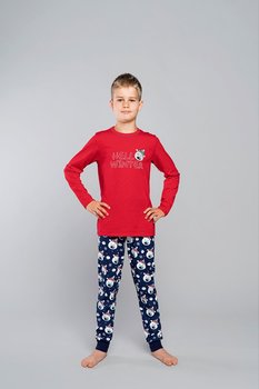 Italian Fashion Piżama chłopięca BALU długi rękaw długie spodnie czerwony/druk - 12 - Italian Fashion