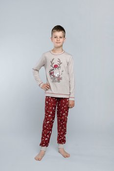 Italian Fashion Piżama chłopięca RUPERT długi rękaw długie spodnie beż/druk - 12 - Italian Fashion