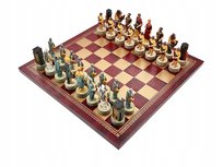 Italian Set Chess Pieces Greeks Vs Romans+Italian Chess Board Leatherette G