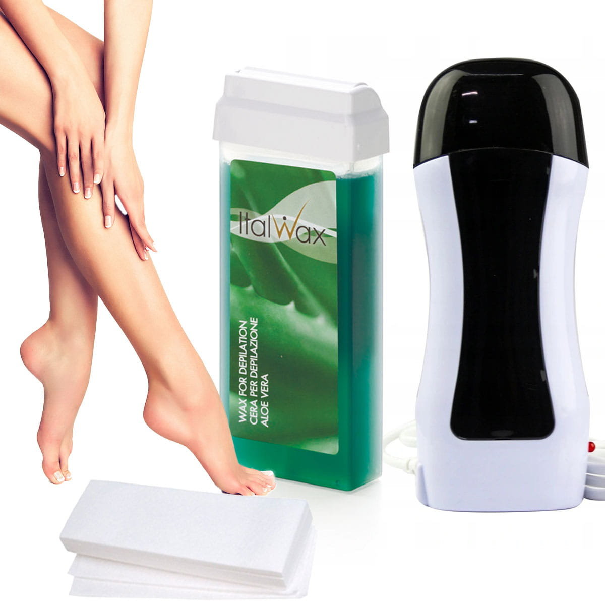 Italwax zestaw do depilacji woskiem w rolce Aloe + podgrzewacz + paski
