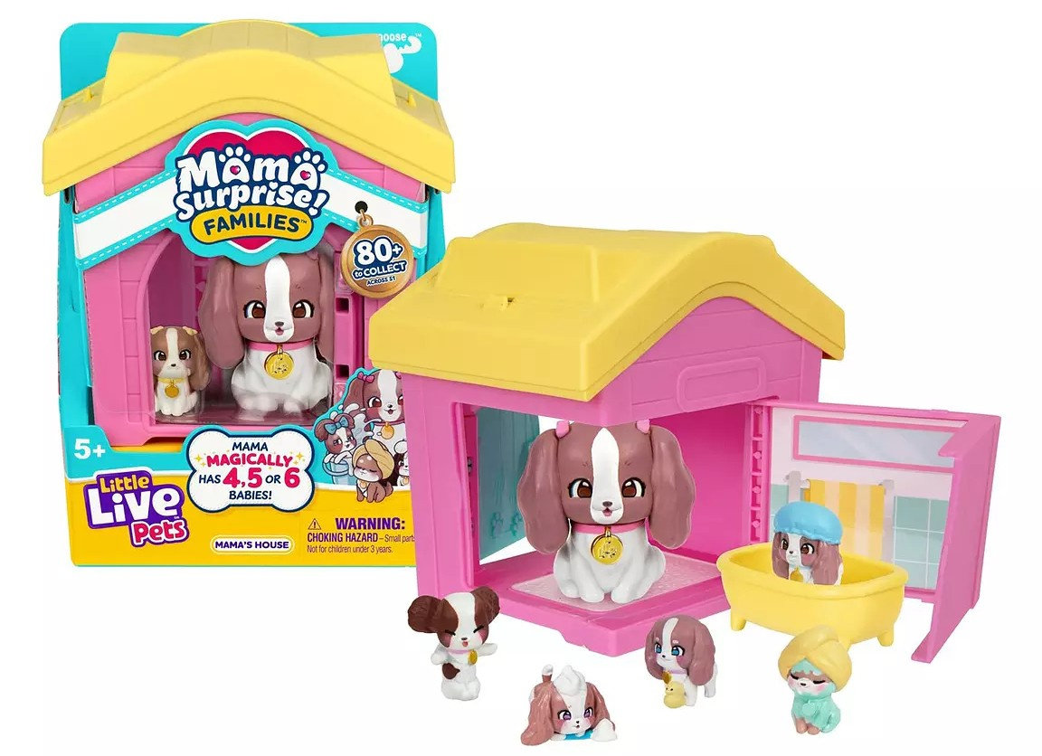 Little Live Pets Set Da Gioco Per Cani, Collezione Mama Surprise Families Beagle E Maltese Set Da Gioco Interattivo Pieghevole Per Cani Regalo Per Bambini Dai 5 Anni In Su