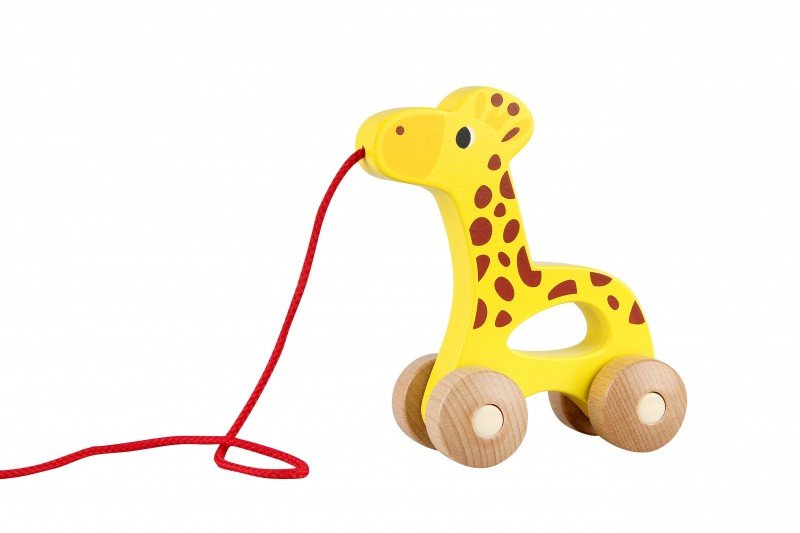Zdjęcia - Zabawka do ciągnięcia i pchania iWood, Żyrafa do ciagnięcia na sznurku Drewniana