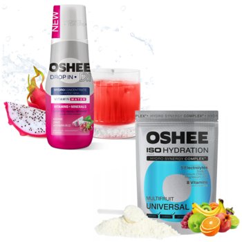 Izotonik OSHEE ISO Hydration + Drop In, 2 szt. - multifruit winogrono dragonfruit napój witaminowy koncentrat elektrolityczny - Oshee