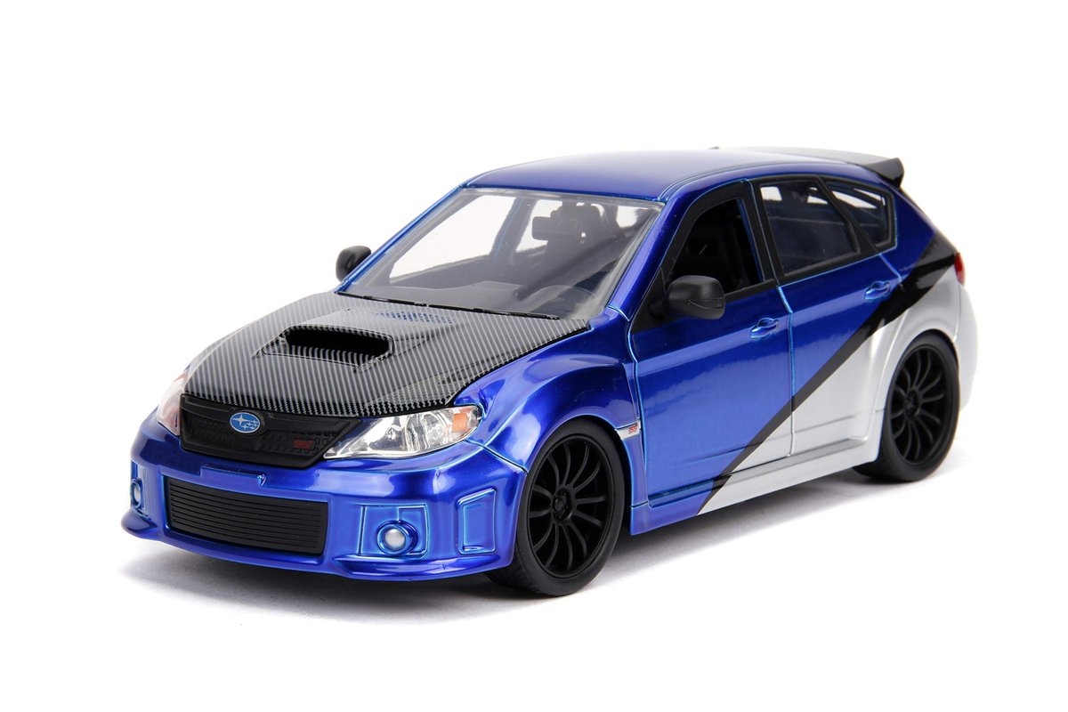Jada Toys 99514 Fast & Furious Brian's 2012 Subaru Impreza WRX STI, auto, tuning-model op schaal 1:24, met spoiler, deuren te openen motorkap en kofferbak, vrijloop, blauw