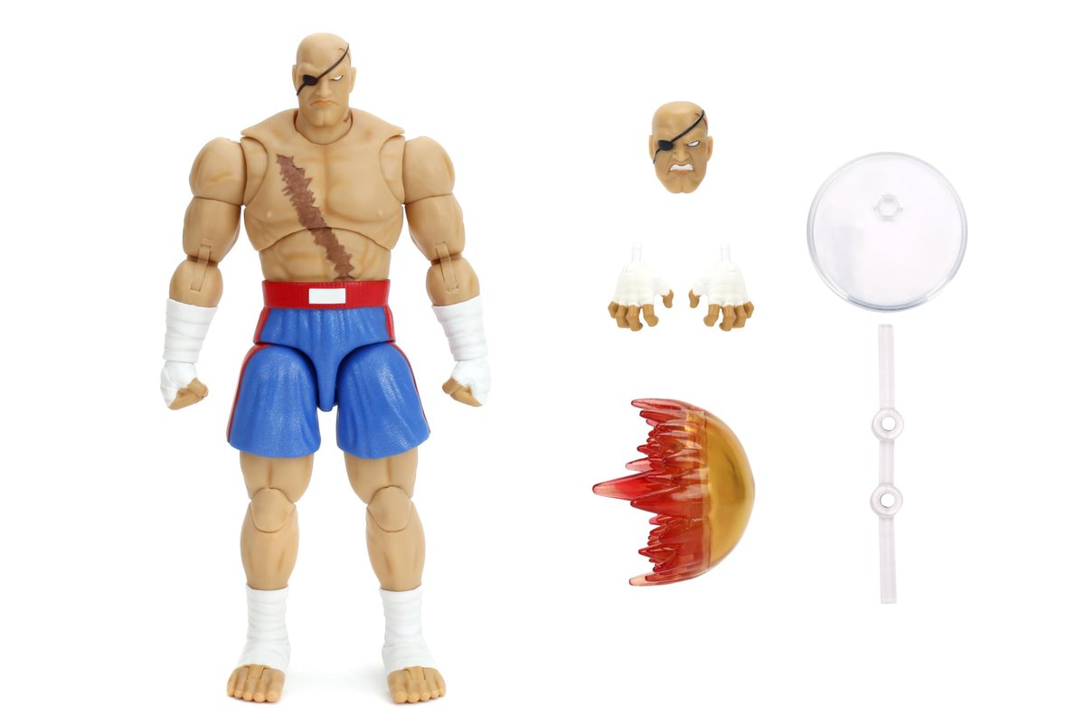 Jada Toys Street Fighter Sagat Action Figure 19 Cm | Personaggio Mobile 1:12 | Con Testa E Mani Intercambiabili E Sfera Tiger Shot | Da Collezione - 3