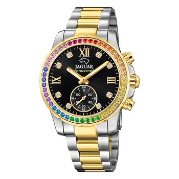 Jaguar zegarek damski stal nierdzewna srebrny złoty Jaguar Connected zegarek na rękę UJ982/5 - Jaguar