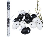 Jajka Wielkanocne Z Zawieszką Dekoracja Wielkanoc Jajeczka Pisanki 12Szt Biało-Czarne