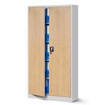 Jan Nowak, Biurowa metalowa szafa Jan, 900x1850x400 mm, biały - dąb sonoma
