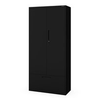 JAN NOWAK Szafa Biurowa Metalowa 195x90x40 cm z Szufladą 40 cm MEGAN Czarna