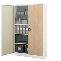 JAN NOWAK Szafa Biurowa Szeroka Loftowa na Akta JAN II Biała / Dąb Sonoma