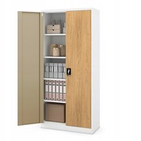 JAN NOWAK Szafa Metalowa Biurowa Eco Design JAN H 195 Biała / Złoty Dąb