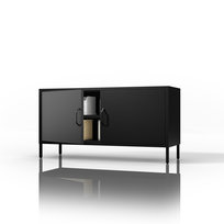 JAN NOWAK Szafka RTV Metalowa Nowoczesna na Nóżkach MODERN ROSA Czarna