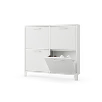 JAN NOWAK Wąska szafka na buty metalowa loft SHIRLEY 960 x 900 x 170 mm, biała