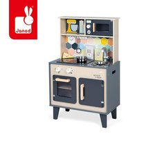 Janod, Duża drewniana kuchnia z dźwiękiem, światłem LED i 6 akcesoriami Mozaika prezent dla dzieci