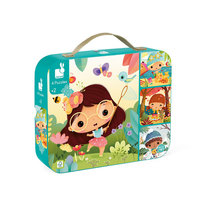 Janod Puzzle progresywne w walizce Pory roku 4 układanki – 6, 9, 12 i 16 elementów 2+ prezent dla dzieci