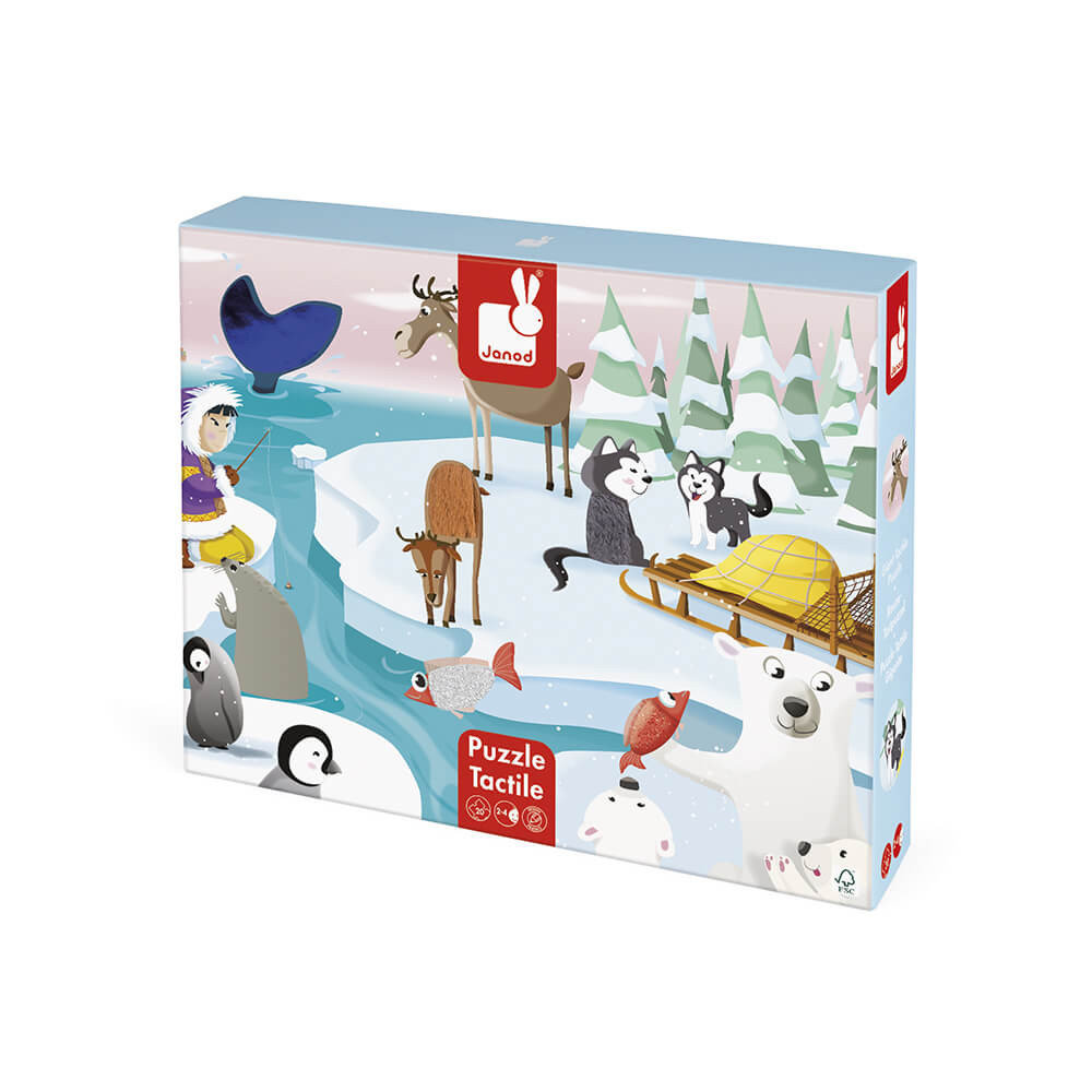 Janod, Puzzle sensoryczne, Lodowa kraina, 20 elementów