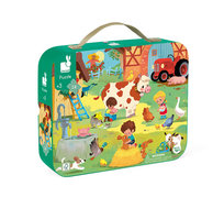 Janod Puzzle w walizce Dzień na farmie 24 elementy 3+ prezent dla dzieci