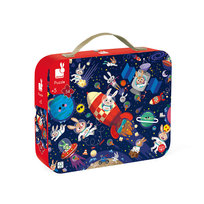 Janod Puzzle w walizce Rakieta kosmiczna 54 elementy 5+ prezent dla dzieci