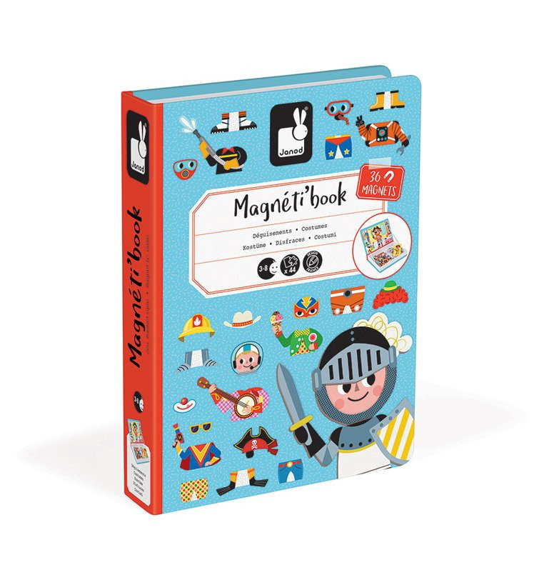 Janod, układanka Magnetibook Kostiumy Chłopiec, prezent dla dzieci