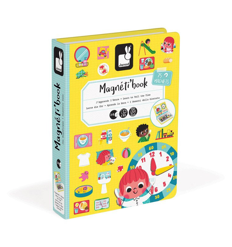 Janod, układanka Magnetibook Uczę się zegarka, prezent dla dzieci