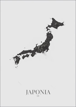 Japonia, mapa grafitowa - plakat 59,4x84,1 cm - Galeria Plakatu