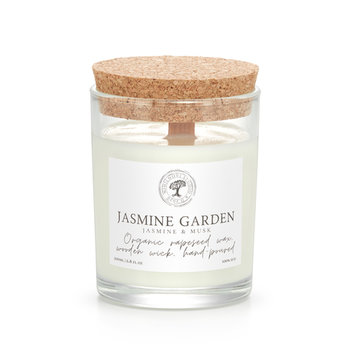 Jasmine Garden - naturalna świeca zapachowa - rzepakowa, drewniany knot, bez ftalanów 200ml - NihilNovi Studio