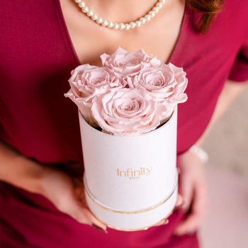 Jasnoróżowe Stabilizowane Wieczne Róże Biały Flower Box Infinity Rose Prezent Urodzinowy Dla Kobiety - Infinity Rose