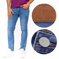 JEANSY MĘSKIE SPODNIE BAWEŁNIANE JEANSOWE MORAJ 34 JEANS