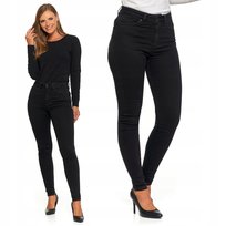 Jeansy Spodnie Damskie Rurki Wysoki Stan Klasyczne Skinny Czarne MORAJ r.38