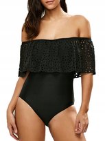 Jednoczęściowy Strój Kąpielowy Czarny Kostium Hiszpanka Monokini Falbana L